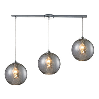 Watersphere 36'' Wide 3-Light Slim Pendant - Polished Chrome with Smoke