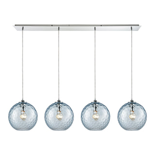 Watersphere 46'' Wide 4-Light Pendant - Polished Chrome with Aqua