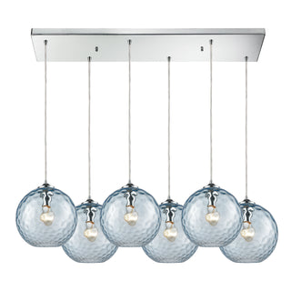 Watersphere 30'' Wide 6-Light Pendant - Polished Chrome with Aqua