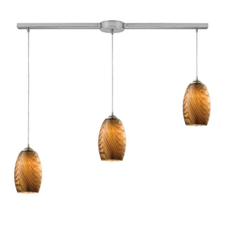 Tidewaters 36'' Wide 3-Light Pendant - Satin Nickel with Amber Glass