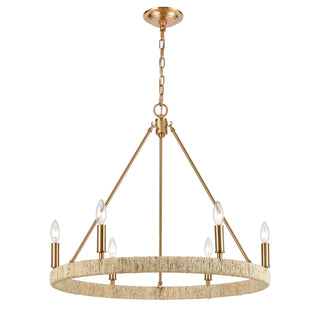 Abaca 27'' Wide 6-Light Chandeliers - Satin Brass