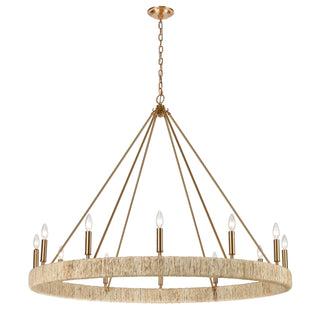 Abaca 48'' Wide 12-Light Chandeliers - Satin Brass