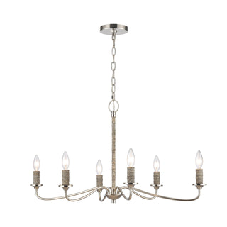 Abaca 32'' Wide 6-Light Chandeliers - Polished Nickel