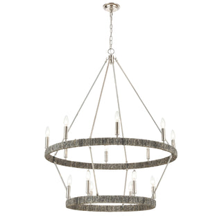 Abaca 36'' Wide 14-Light Chandeliers - Polished Nickel