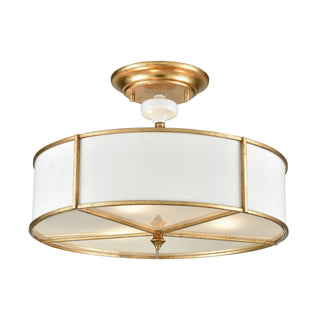 Ceramique 16'' Wide 3-Light Semi Flush Mount - Antique Gold Leaf