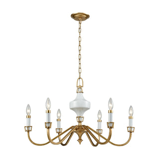 Ceramique 30'' Wide 6-Light Chandeliers - Antique Gold Leaf