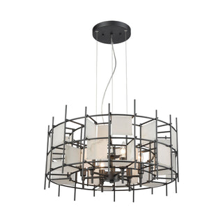 Spanish Alabaster 24'' Wide 6-Light Chandeliers - Dark Graphite