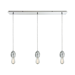 Socketholder 3-Light Linear Mini Pendant Fixture in Polished Chrome