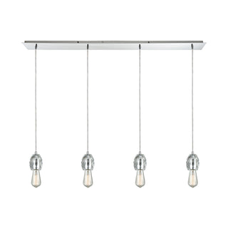 Socketholder 4-Light Linear Pendant Fixture in Polished Chrome