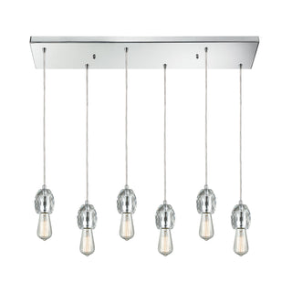 Socketholder 6-Light Rectangular Pendant Fixture in Polished Chrome