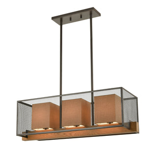 Crossbeam 35'' Wide 3-Light Linear Chandeliers - Oil Rubbed Bronze