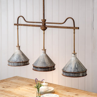 Large Rustic Three Light Pendant