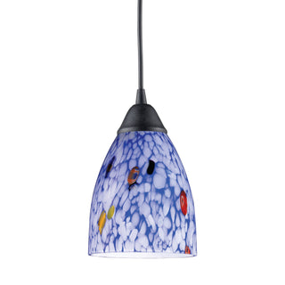 Classico 5'' Wide 1-Light Pendant - Dark Rust with Starburst Blue Glass (LED)