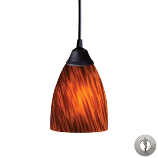 Classico 5'' Wide 1-Light Pendant - Dark Rust with Espresso Glass (Includes Adapter Kit)