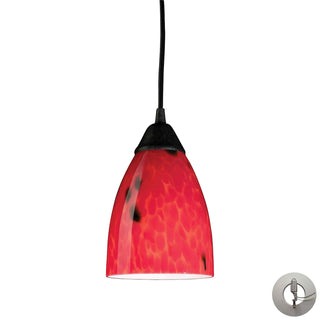 Classico 5'' Wide 1-Light Pendant - Dark Rust with Fire Red Glass (Includes Adapter Kit)