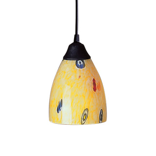 Classico 5'' Wide 1-Light Pendant - Dark Rust with Yellow Blaze Glass (LED)