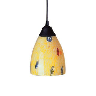 Classico 5'' Wide 1-Light Pendant - Dark Rust with Yellow Blaze Glass