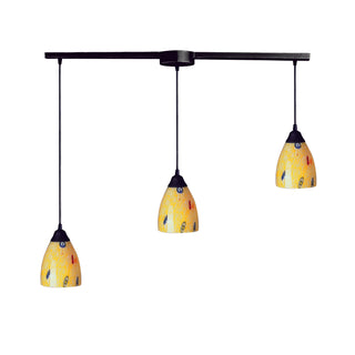 Classico 36'' Wide 3-Light Pendant - Dark Rust with Yellow Blaze Glass