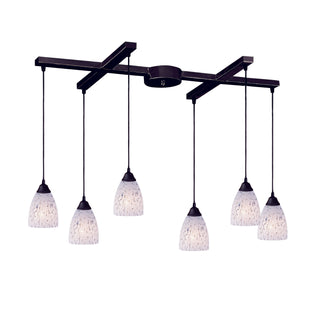 Classico 17'' Wide 6-Light Pendant - Dark Rust with Snow White Glass