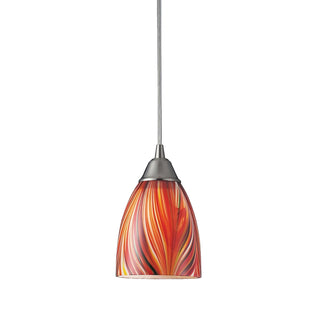 Arco Baleno 5'' Wide 1-Light Pendant - Satin Nickel with Multicolor Glass