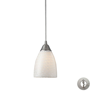 Arco Baleno 5'' Wide 1-Light Pendant - Satin Nickel with White Swirl Glass (Includes Adapter Kit)