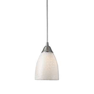 Arco Baleno 5'' Wide 1-Light Pendant - Satin Nickel with White Swirl Glass