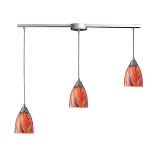 Arco Baleno 36'' Wide 3-Light Pendant - Satin Nickel with Multicolor Glass