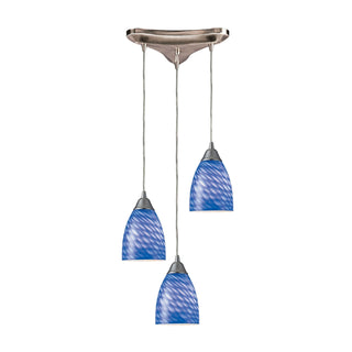 Arco Baleno 10'' Wide 3-Light Pendant - Satin Nickel with Sapphire Glass