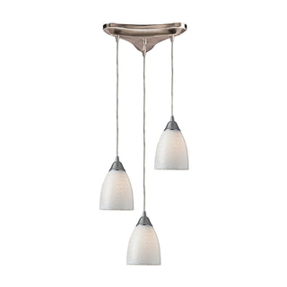 Arco Baleno 10'' Wide 3-Light Pendant - Satin Nickel with White Swirl Glass