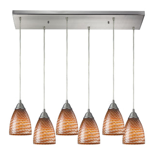 Arco Baleno 30'' Wide 6-Light Pendant - Satin Nickel with Cocoa Glass