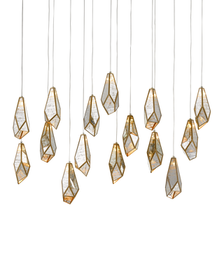 Glace Mirror 15-Light Linear Multi-Drop Pendant