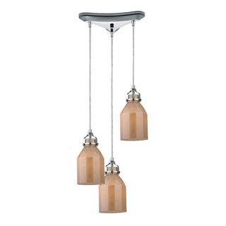 Danica 10'' Wide 3-Light Pendant - Polished Chrome and Cream Champagne Glass