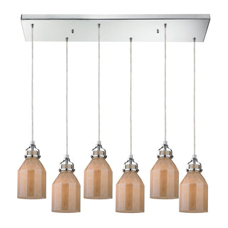 Danica 30'' Wide 6-Light Pendant - Polished Chrome and Cream Champagne Glass