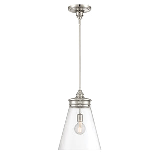 Emma 1-Light Glass Pendant - Polished Nickel