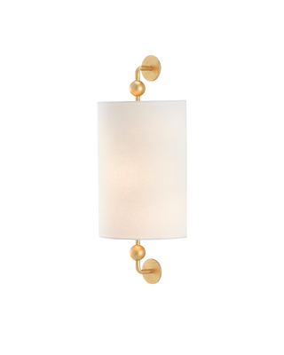 Tavey Gold Wall Sconce, White Shade