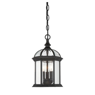 Kensington 3-Light Outdoor Hanging Lantern in Textured Black Textured Black