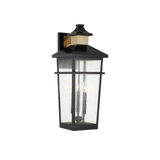 Kingsley 3-Light Outdoor Wall Lantern in Matte Black with Warm Brass Accents Matte Black with Warm Brass