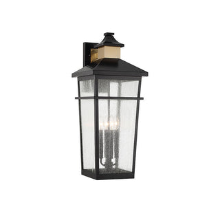 Kingsley 4-Light Outdoor Wall Lantern in Matte Black with Warm Brass Accents Matte Black with Warm Brass