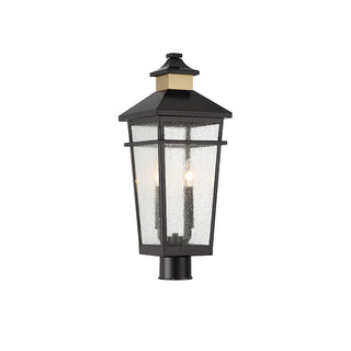 Kingsley 2-Light Outdoor Post Lantern in Matte Black with Warm Brass Accents Matte Black with Warm Brass