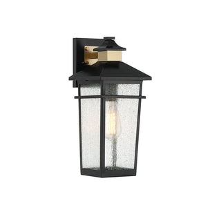 Kingsley 1-Light Outdoor Wall Lantern in Matte Black with Warm Brass Accents Matte Black with Warm Brass