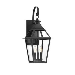 Jackson 3-Light Outdoor Wall Lantern in Matte Black with Gold Highlights Black with Gold Highlights