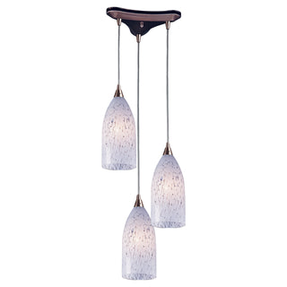 Verona 13'' Wide 3-Light Pendant - Satin Nickel with Snow White Glass