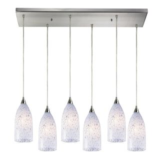 Verona 30'' Wide 6-Light Pendant - Satin Nickel with Snow White Glass