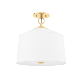 White Plains Semi Flush Aged Brass