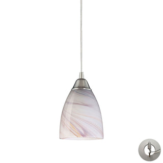 Pierra 5'' Wide 1-Light Pendant - Satin Nickel with Creme Lilac Swirl (Includes Adapter Kit)