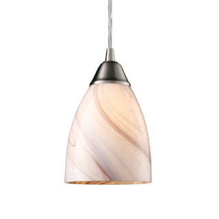 Pierra 5'' Wide 1-Light Pendant - Satin Nickel with Creme Lilac Swirl