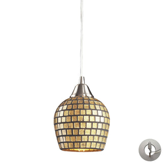 Fusion 5'' Wide 1-Light Pendant - Satin Nickel with Gold Leaf Mosaic (Includes Adapter Kit)