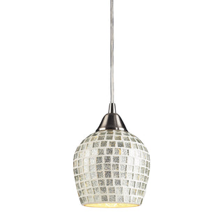 Fusion 5'' Wide 1-Light Pendant - Satin Nickel with Silver Mosaic (LED)