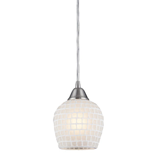 Fusion 5'' Wide 1-Light Pendant - Satin Nickel with White Mosaic