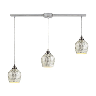 Fusion 36'' Wide 3-Light Pendant - Satin Nickel with Silver Mosaic